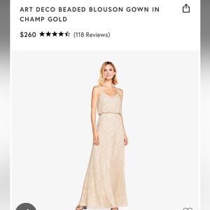 Adrianna Papell BEADED BLOUSON GOWN IN CHAMP GOLD- NWT